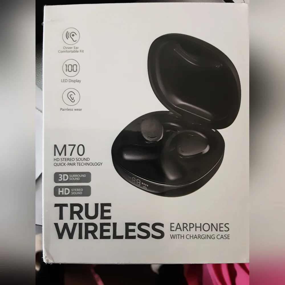 True Wireless Earphones With Charging Case M70 HD Stereo Sound Black Bluetooth